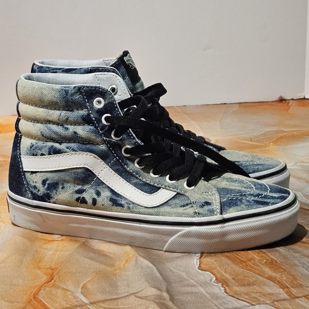 Vans SAMPLE Sk8-Hi Mens 5.5 Womens 7 Denim Acid Wash High Top Skate Shoes